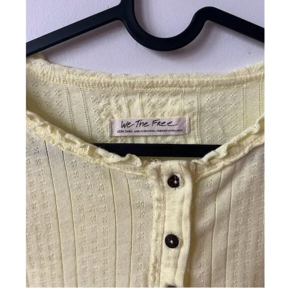 Free People We The Free Penny Pointelle Cardi Tender Yellow - Picture 3 of 4